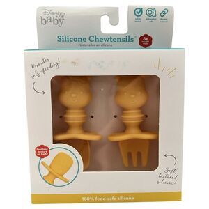 Winnie The Pooh Bumkins Silicone Chewtensils Baby Fork & Spoon Utensils Set NEW